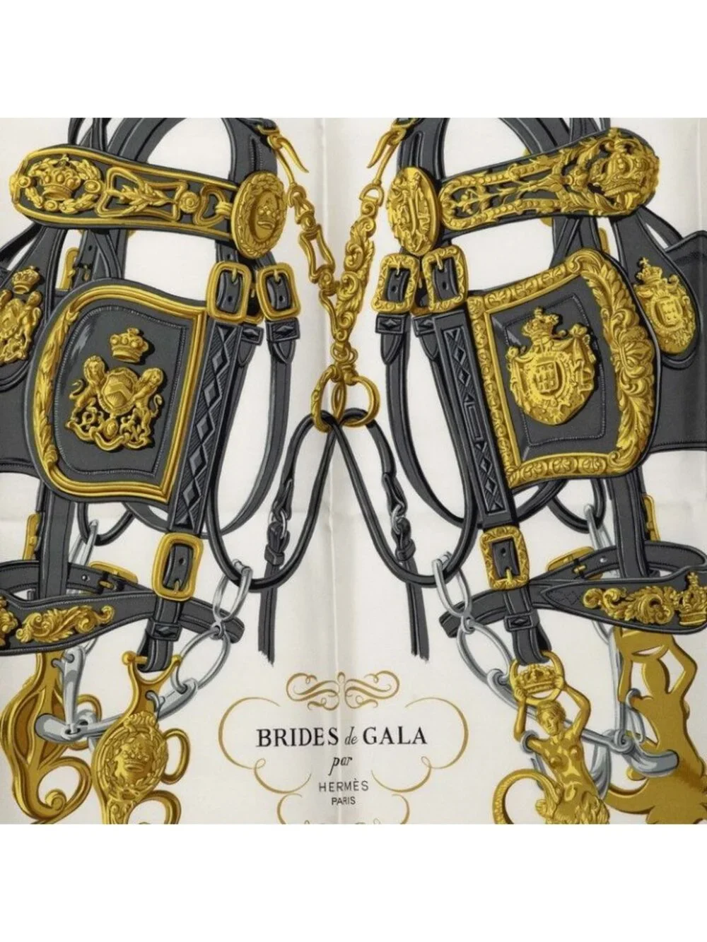 Hermes Carre 90 Brides de Gala Ceremony Bridle Scarf Large Pink Multicolor Silk